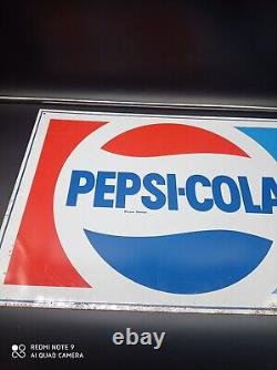 Ancienne Plaque en métal sérigraphiée PEPSI-COLA datée 1974,50cmx35, authentique