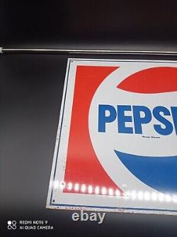 Ancienne Plaque en métal sérigraphiée PEPSI-COLA datée 1974,50cmx35, authentique