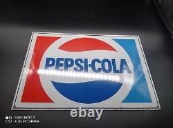 Ancienne Plaque en métal sérigraphiée PEPSI-COLA datée 1974,50cmx35, authentique