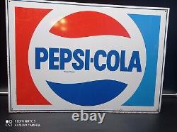 Ancienne Plaque en métal sérigraphiée PEPSI-COLA datée 1974,50cmx35, authentique