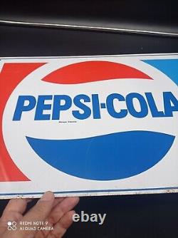 Ancienne Plaque en métal sérigraphiée PEPSI-COLA datée 1974,50cmx35, authentique