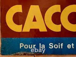 Ancienne Plaque en tôle CACOLAC Chaud ou Glacé bar restaurant cuisine 49x100cm
