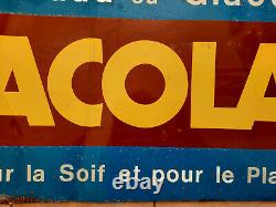 Ancienne Plaque en tôle CACOLAC Chaud ou Glacé bar restaurant cuisine 49x100cm