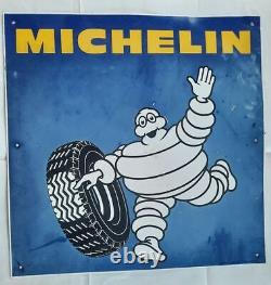 Ancienne Plaque en tôle MICHELIN BIBENDUM Pneus Garage Automobilia 65X65cm 1987