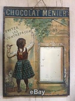 Ancienne Plaque en tôle estampée et imprimée Chocolat Menier