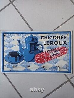 Ancienne Plaque lithographiée porte torchon CHICOREE LEROUX café cuisine 18x30cm