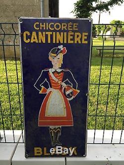 Ancienne Plaque Émaillée Chicorée Cantinieres