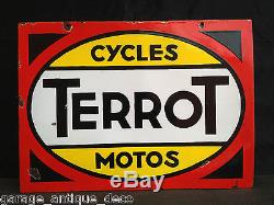 Ancienne Plaque émaillée Moto Cycles Terrot Dijon 1950 RARE! TBE! EAS