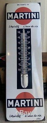 Ancienne Plaque émaillée Thermomètre MARTINI Apéritif Complet avec mercure