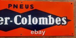 Ancienne Plaque tôle Pneus KLEBER COLOMBES automobile garage huile 60x20cm