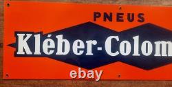 Ancienne Plaque tôle Pneus KLEBER COLOMBES automobile garage huile 60x20cm