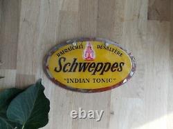 Ancienne Publicite Sous Verre Schweppes Annee 60 No Emaille Bistro Cafe