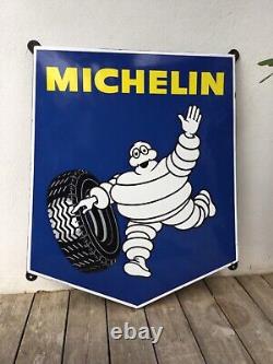 Ancienne Superbe PLAQUE Émaillée MICHELIN E. A. S Année 1965 Forme Blason