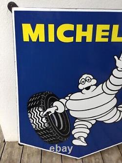 Ancienne Superbe PLAQUE Émaillée MICHELIN E. A. S Année 1965 Forme Blason