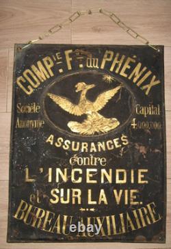 Ancienne Tôle Compagnie Française Du Phénix Assurance Contre L'incendie Vie 1844