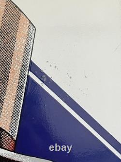 Ancienne et authentique plaque émaillée vin du postillon plate à oreilles