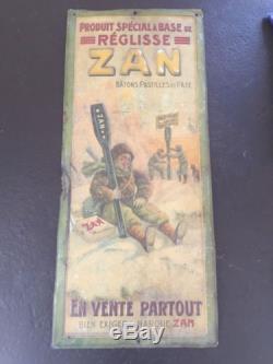 Ancienne et originale plaque publicitaire en tôle pour du réglisse ZAN