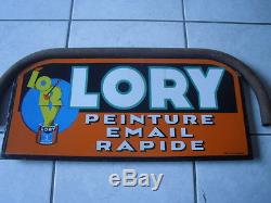 Ancienne et rare plaque emaillee LORY double face
