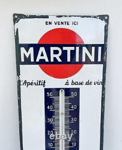 Ancienne grande plaque émaillée publicitaire thermomètre MARTINI