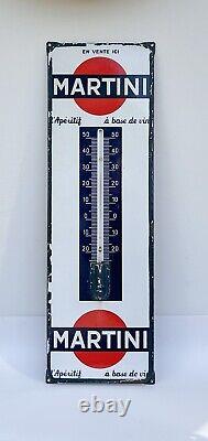Ancienne grande plaque émaillée publicitaire thermomètre MARTINI