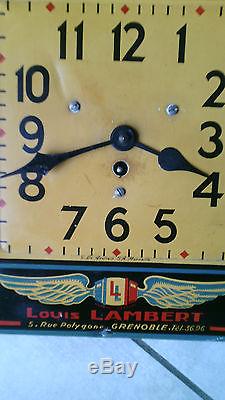 Ancienne pendule publicitaire garage atelier bidon huile auto clock no copy japy