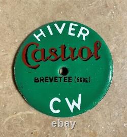 Ancienne petite plaque émaillée Castrol Hiver