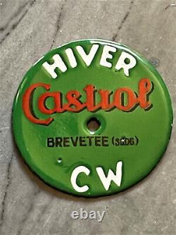 Ancienne petite plaque émaillée Castrol Hiver