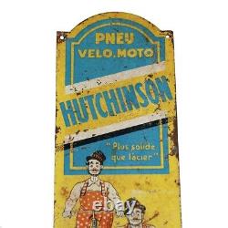 Ancienne plaque de propreté publicitaire en tôle pneu Hutchinson NON ÉMAILLÉE