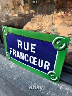 Ancienne plaque de rue émaillée Paris Montmartre RUE FRANCOEUR 18 eme 30X50 cm