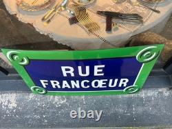 Ancienne plaque de rue émaillée Paris Montmartre RUE FRANCOEUR 18 eme 30X50 cm