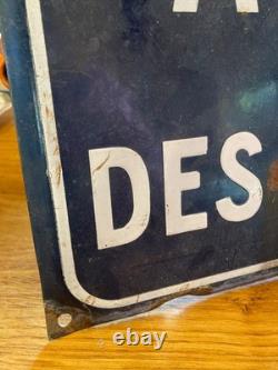 Ancienne plaque de rue en tôle émaillée bombée panneau Avenue des écoles vintage