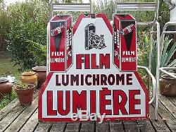Ancienne plaque emaillé biface film lumichrome