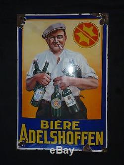 Ancienne plaque emaillée, biere ADELSHOFFEN bombée, E. A. S. Un must