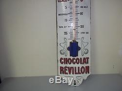 Ancienne plaque emaillé grand thermometre chocolat revillon