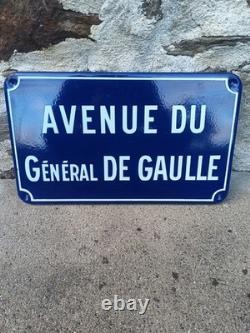Ancienne plaque émaillée Avenue Du Général De Gaulle 50x40 Original