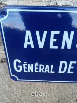 Ancienne plaque émaillée Avenue Du Général De Gaulle 50x40 Original