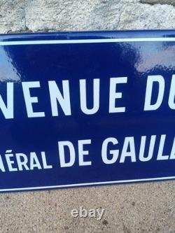Ancienne plaque émaillée Avenue Du Général De Gaulle 50x40 Original