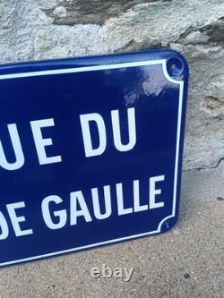 Ancienne plaque émaillée Avenue Du Général De Gaulle 50x40 Original