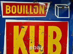 Ancienne plaque émaillée BOUILLON KUB cuisine restaurant bar E. A. S 96x96cm