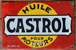 Ancienne plaque émaillée CASTROL Huile Moteurs pneu automobile garage 60x40cm