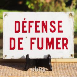 Ancienne plaque émaillée DÉFENSE DE FUMER