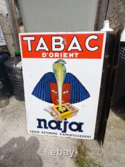 Ancienne plaque émaillée EAS pub Tabac Naja Celtiques 2 face Dransy et Dupin