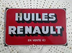 Ancienne plaque émaillée Huile Renault