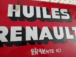 Ancienne plaque émaillée Huile Renault