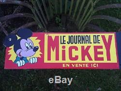 Ancienne plaque émaillée Journal De Mickey EAS 1950 Presse Journaux Strasbourg