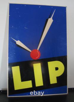 Ancienne plaque émaillée LIP Montre Horlogerie Art Déco 45 x 30 cm