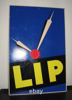 Ancienne plaque émaillée LIP Montre Horlogerie Art Déco 45 x 30 cm