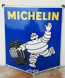 Ancienne plaque émaillée MICHELIN BIBENDUM Automobilia EAS Garage 68x80cm