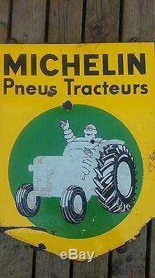 Ancienne plaque emaillée MICHELIN BIBENDUM, tracteur, loft, usine, vintage