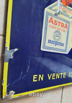 Ancienne plaque emaillée Margarine ASTRA 40x97cm EAS epicerie cuisine restaurant